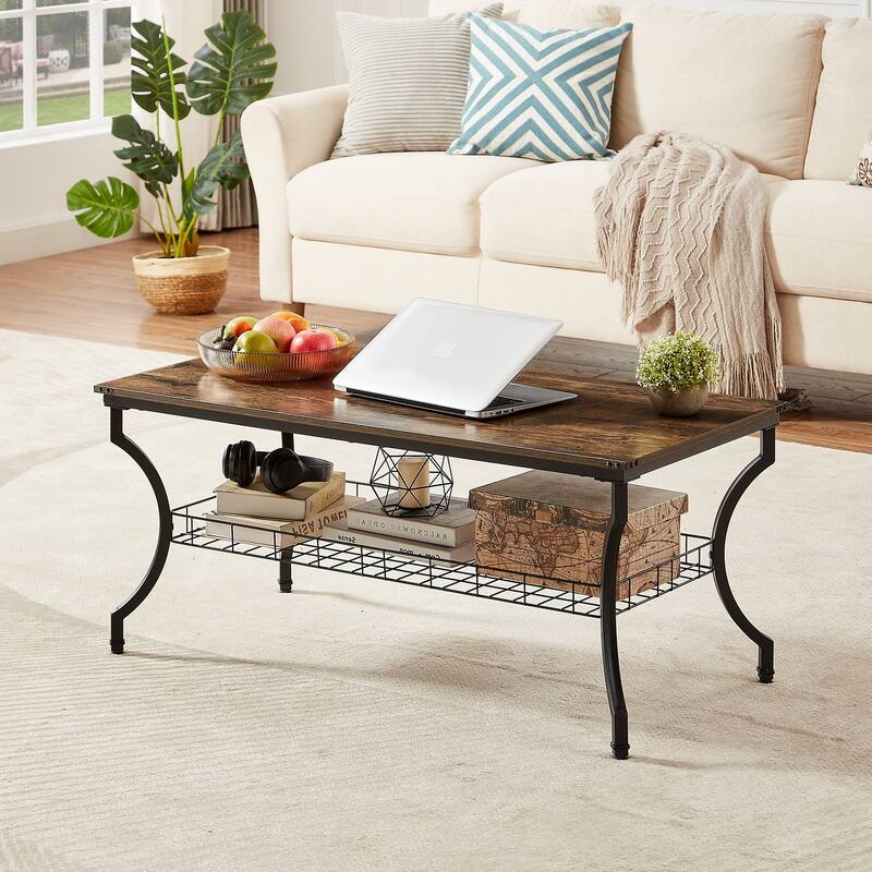 VECELO Mid Cectury 3-pieces Coffee Table Set, 3-Piece Living Room Table Set(Set of 3)