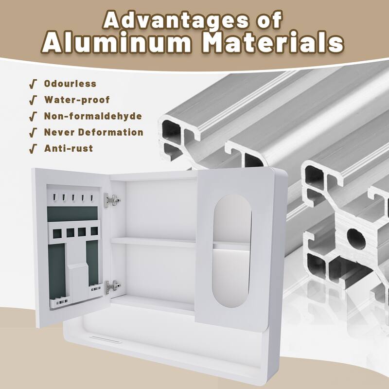 Wall Mounted Bathroom Mirror Cabinet with LED Lights, Anti-Fog & Explosion-Proof, Touch Control Medicine Cabinet