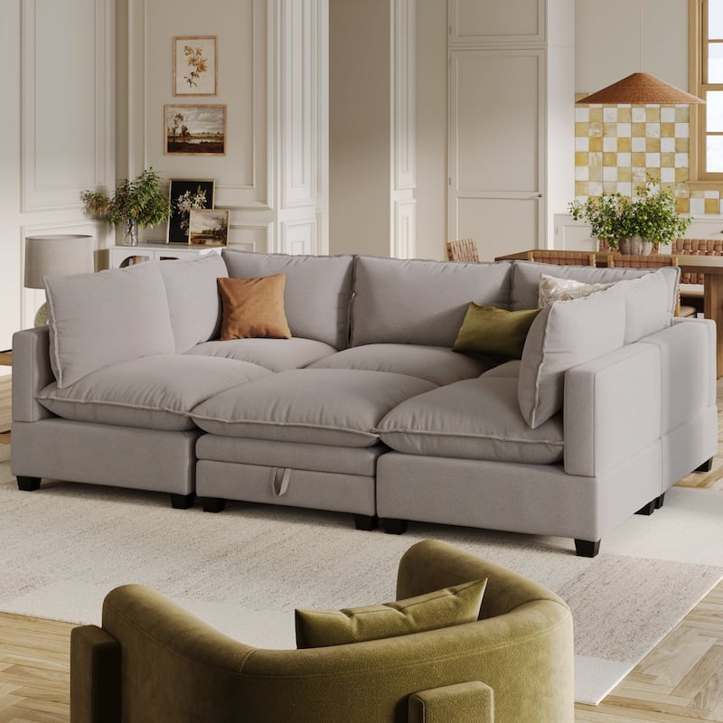 Chelsea Modern Pit Sectional Sofa, Cloud Fabric Modular Sofa with Plush Seat