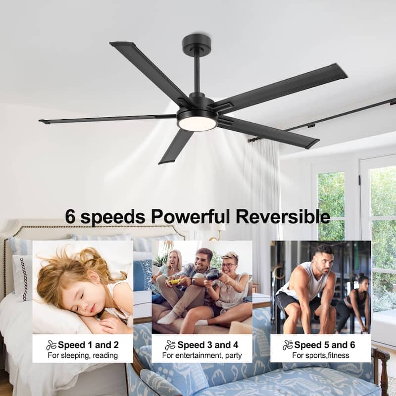 MLiAN 60 In. 5 Aluminium Blades Indoor LED Ceiling Fan with Remote, Smart Ceiling Fan - 60"