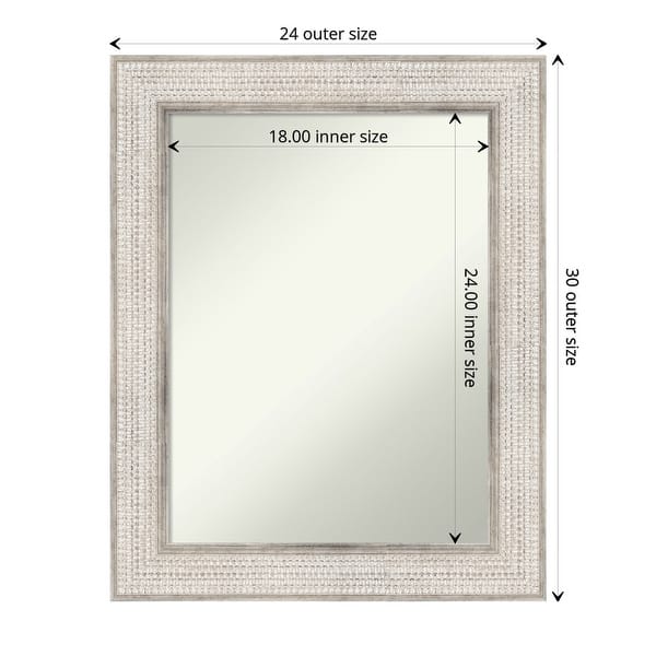 dimension image slide 1 of 5, Non-Beveled Wood Bathroom Wall Mirror - Trellis Silver Frame - Trellis Silver