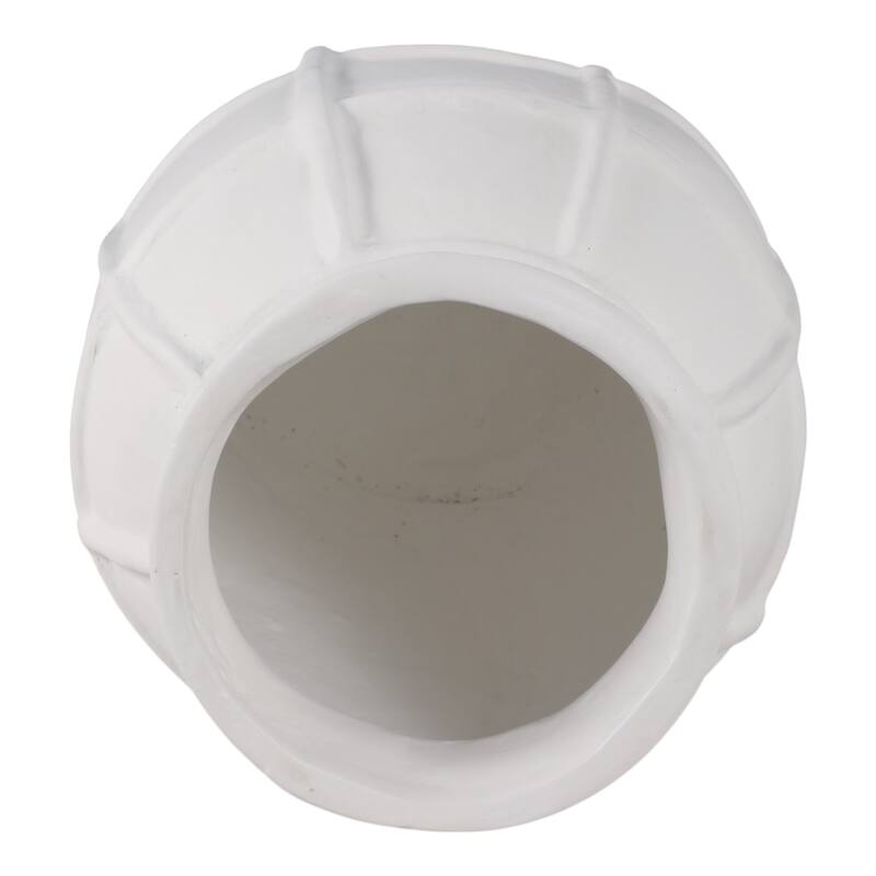 Paper Mache Raised Grid Texture Modern Vase - White, 14"