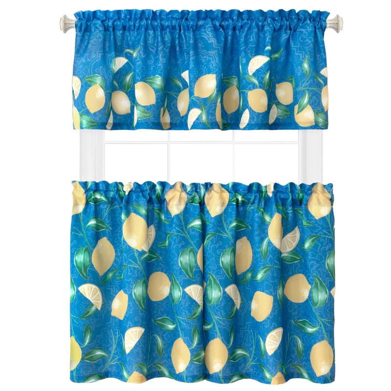 Mediterranean Zest 3-Piece Kitchen Curtain Tier Set & Valance