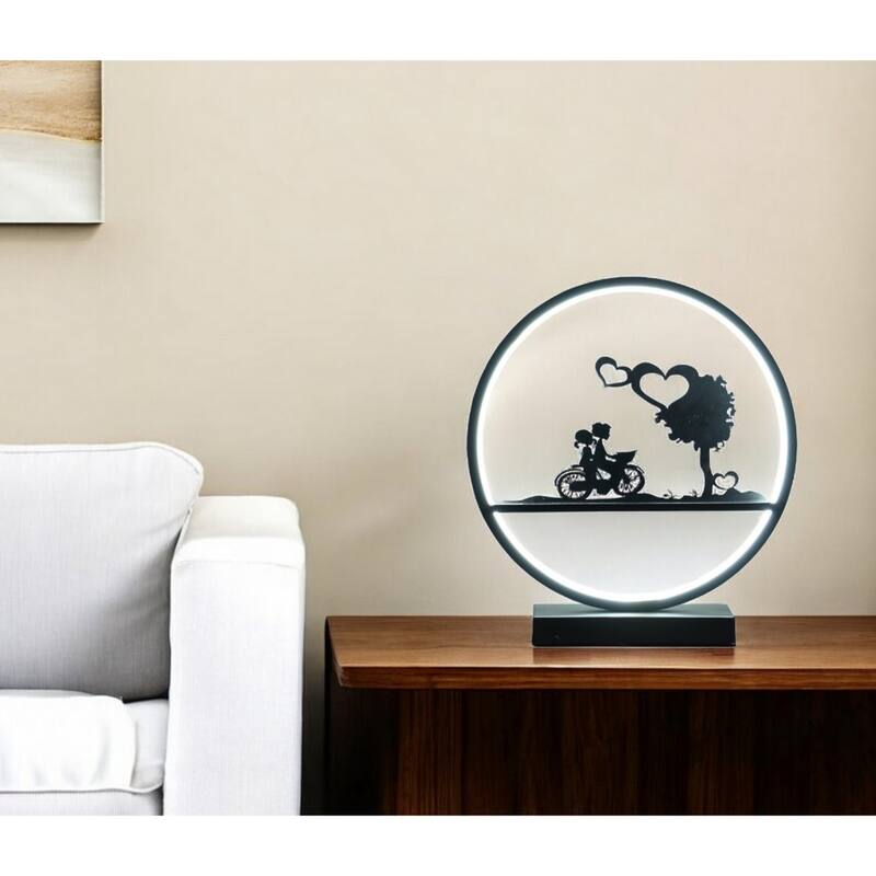 Black Bedside Table Lamp with Integrated LED and Modern Design - 11.75" x 4" x 13"