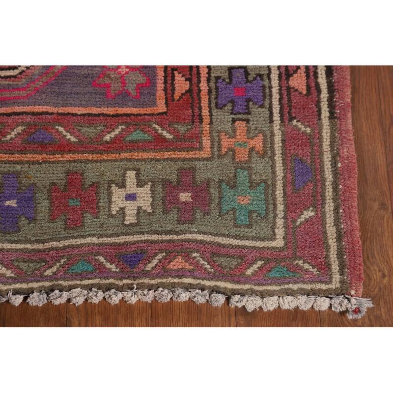 Over-Dyed Ardebil Persian Vintage Runner Rug Handmade Wool Carpet - 3'7"x 10'0"