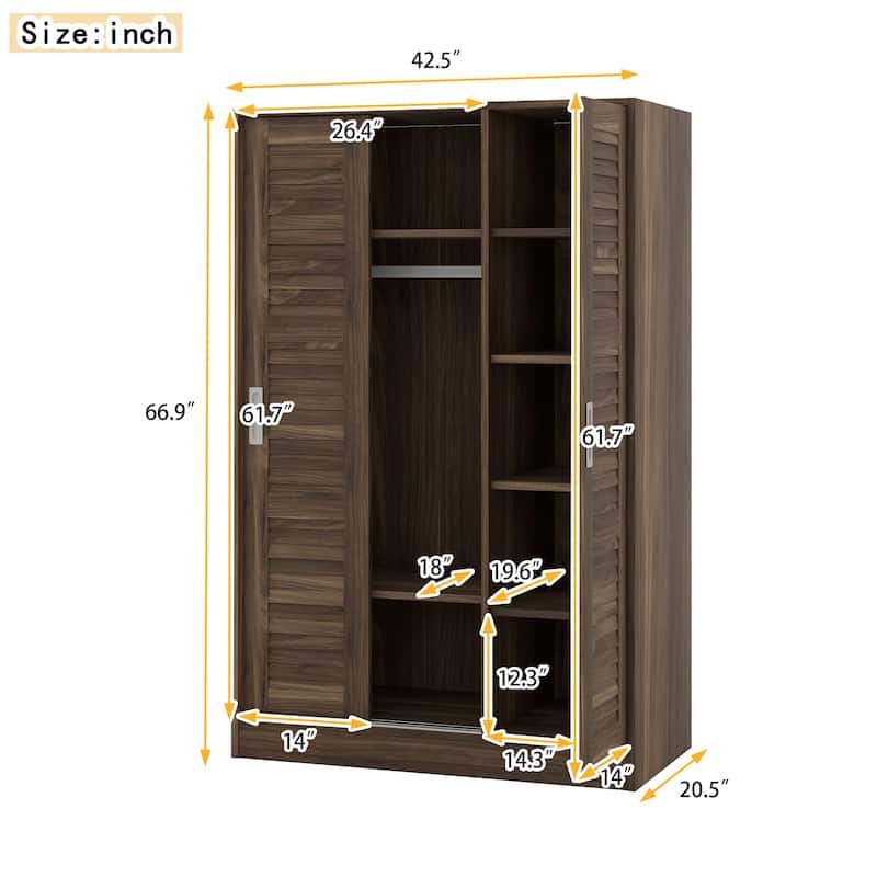 Nestfair 3-Door Shutter Wardrobe with Shelves
