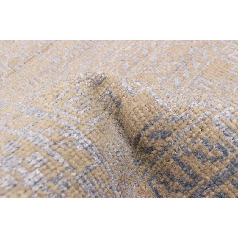 ECARPETGALLERY Hand-knotted Tangier Khaki Silk, Wool Rug - 5'2 x 8'2