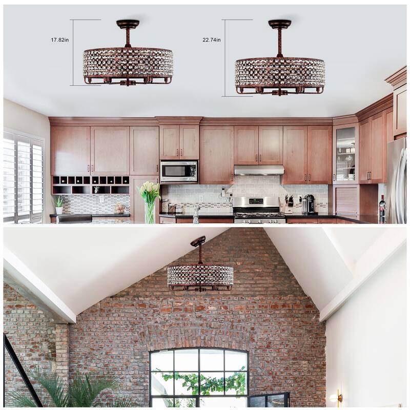 Modern Crystal Ceiling Fan Light with Crystal Shade and 6 Speed Settings, Reversible Motor for Bedroom and Living Room