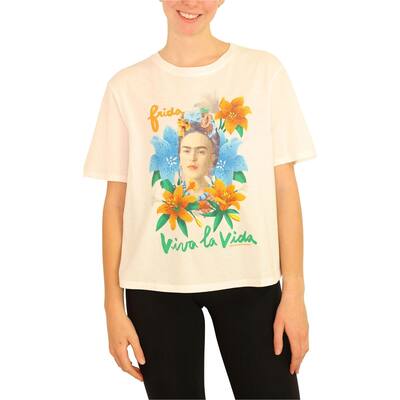 Junk Food Womens Viva La Frida Crop Graphic T-Shirt