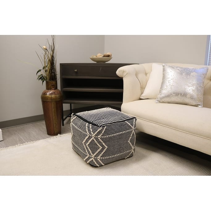 Home&Manor Arezzo Cotton Cube Pouf