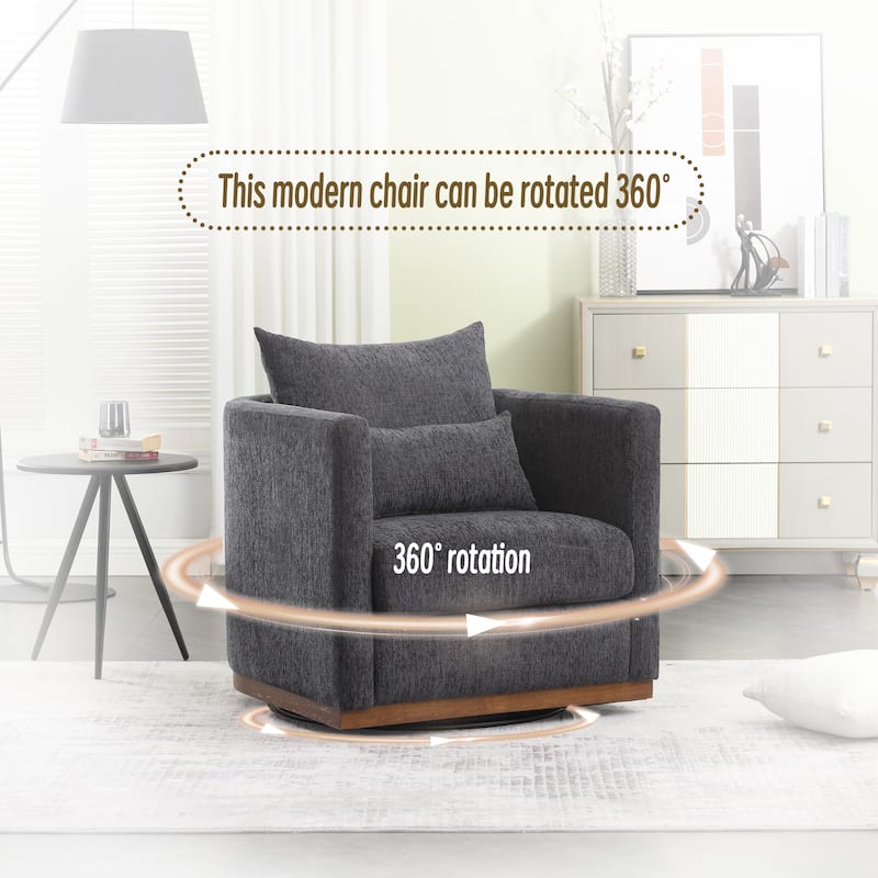 Modern 31.5" Chenille Upholstered 360° Swivel Accent Chair with Sturdy Hardwood Frame for Living Room