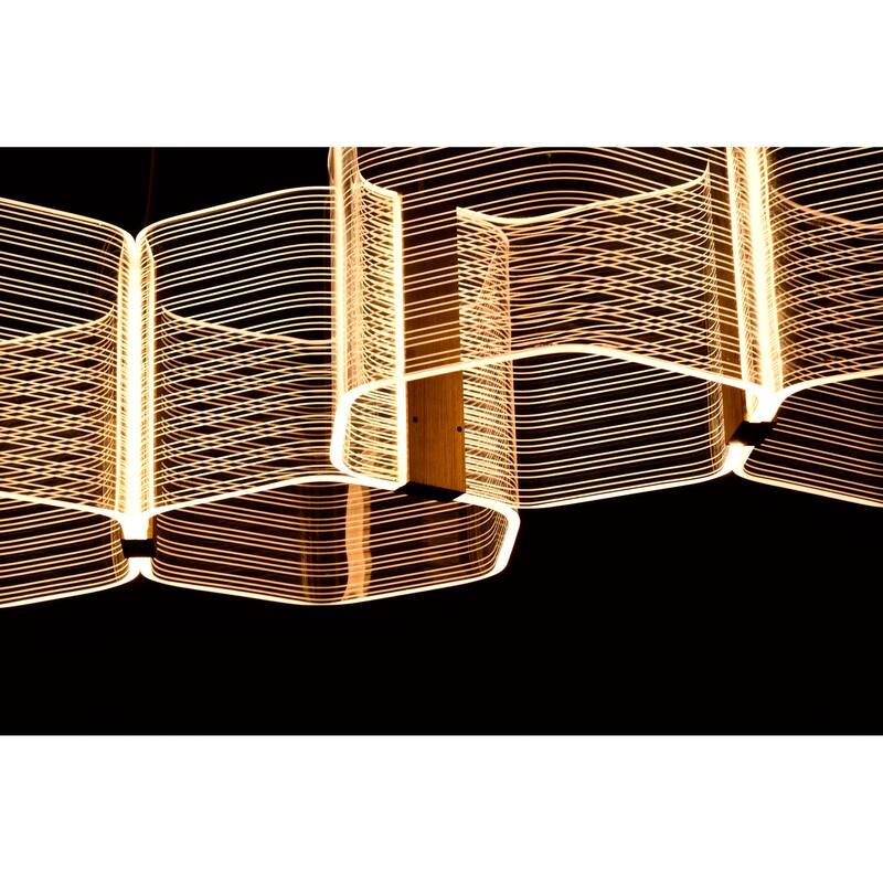Kenzo LED 6 Light Island Pendant Polished Anodized Bronze Finish Light Guide Panel - Polished Anodized Bronze