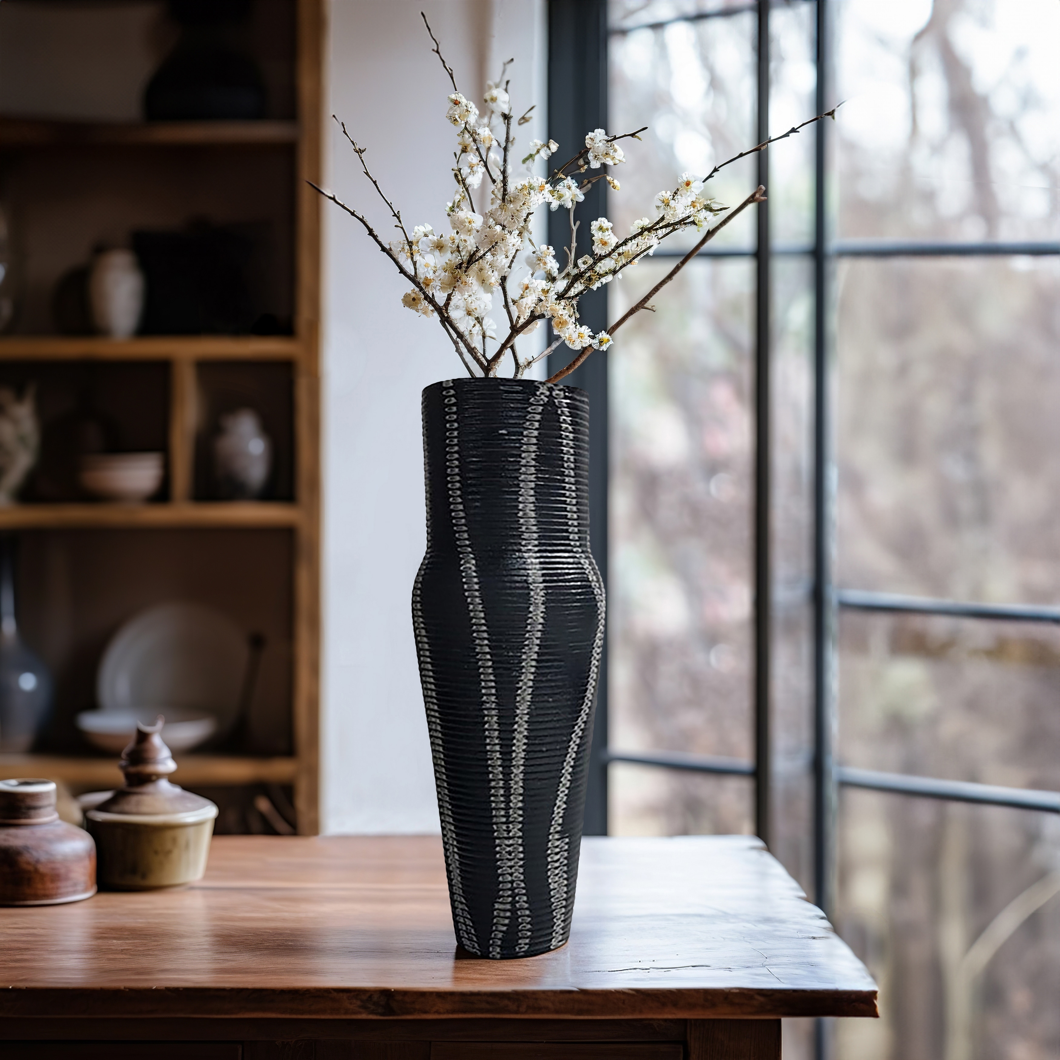 Sagebrook Home Percy Patterned Grey Metal Vase
