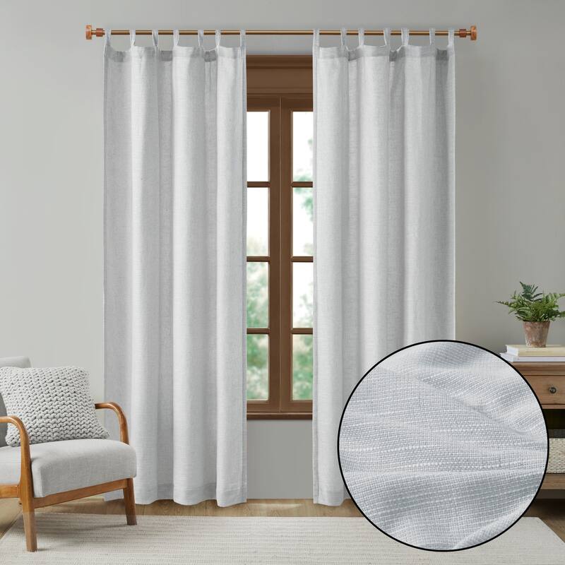 Madison Park Barnet Faux Linen Tab Top Fleece Lined Curtain Panel - 84" Panel