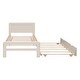 preview thumbnail 6 of 10, Twin Size Platform Bed Simple Wood Bed Frame with Twin Trundle Underneath, Wood Slat Support No Box Spring Needed, White Washed