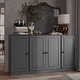 preview thumbnail 68 of 70, 100% Solid Wood 65" Sideboard with Clear, Frosted Glass or Solid Wood Doors by Palace Imports Grey - Solid