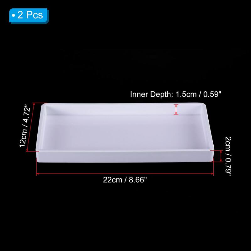 Fast Food Tray, 2 Pack Plastic Serving Tray Smooth Surface - White - 9x5"