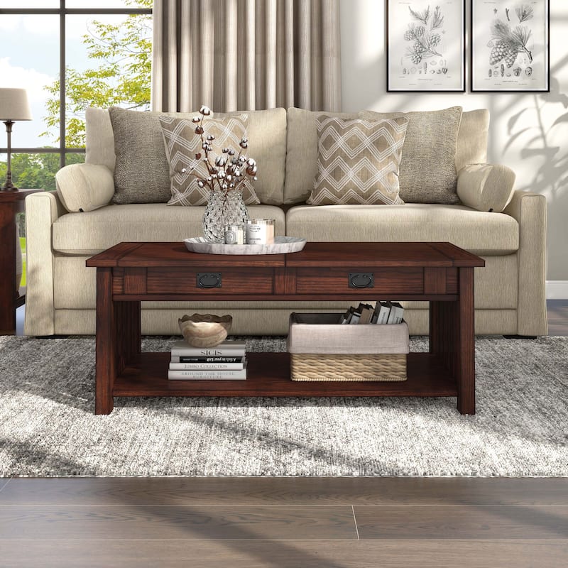 DH BASIC Mission 46-inch Wood Lift Top Coffee Table