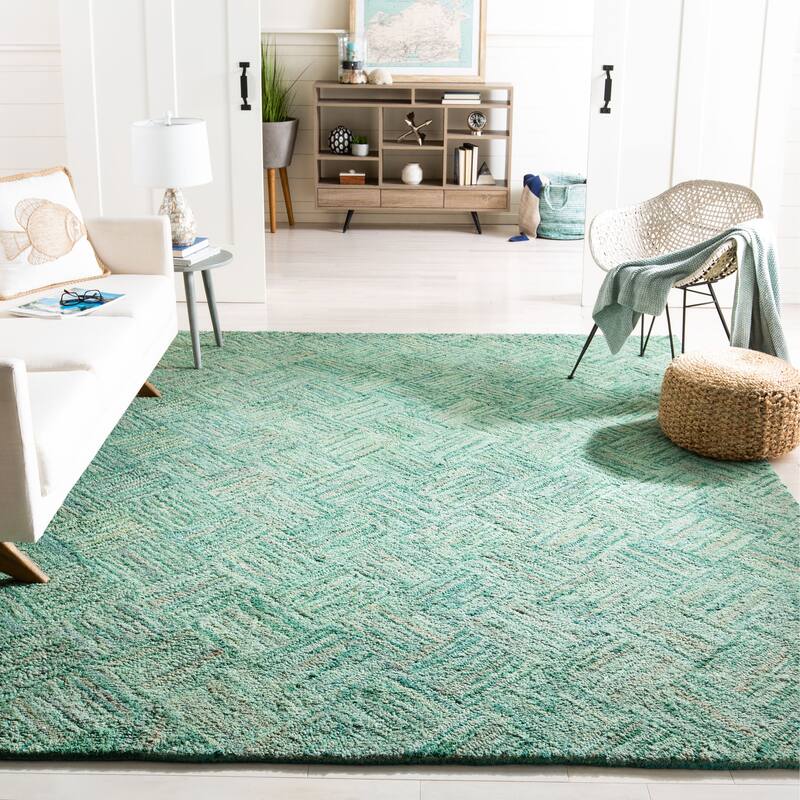 SAFAVIEH Handmade Nantucket Bimla Contemporary Cotton Rug - 10' x 14' - Green/Multi