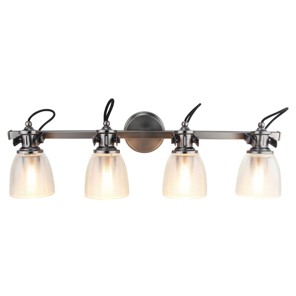 4 Light vanity Lamp with Clear Horizontal Ribbed Glass - Brushed Nickel