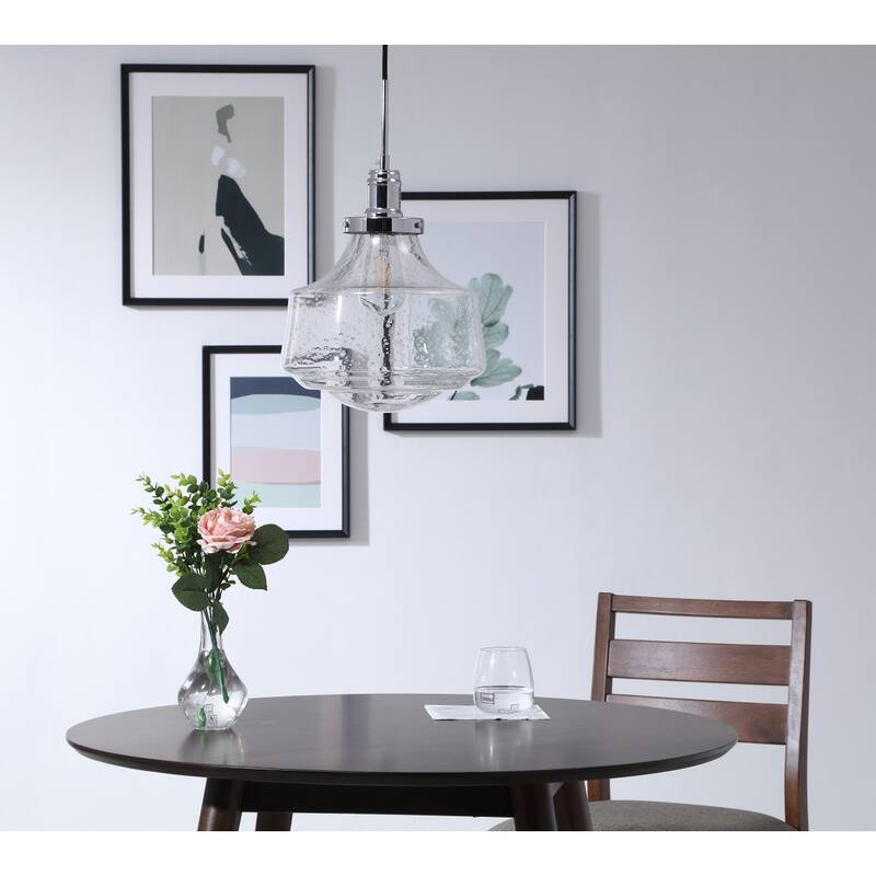Klyli 11-inch 1-light Clear Seeded Glass Hanging Pendant