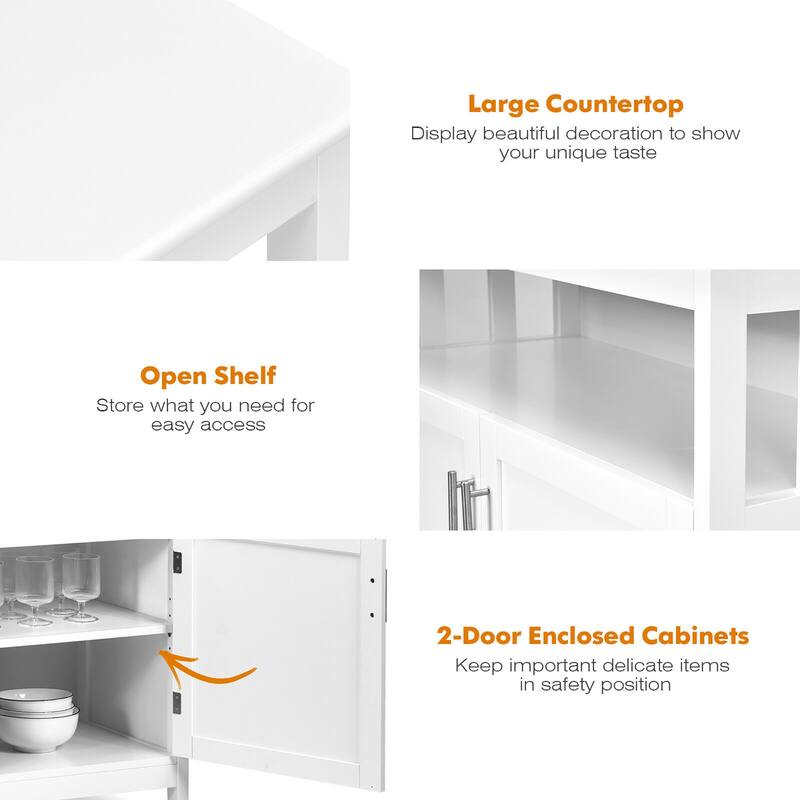 Costway Kitchen Buffet Server Sideboard Storage Cabinet with 2 Doors & - See details