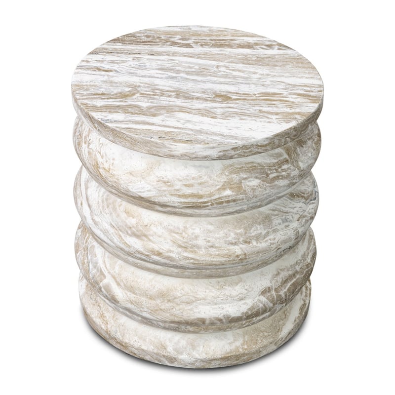 Marq Rounded Tiers Concrete Side Table with Marble Finish