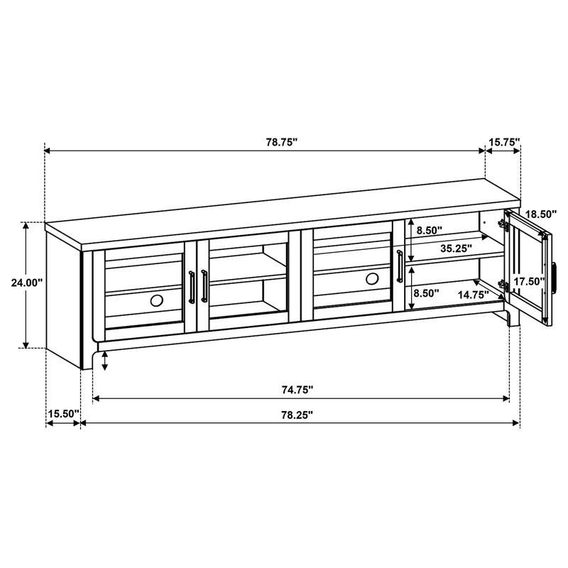Brenham 79-inch 4-door TV Stand Media Console Washed Oak - 78.75" x 15.75" x 24.25"