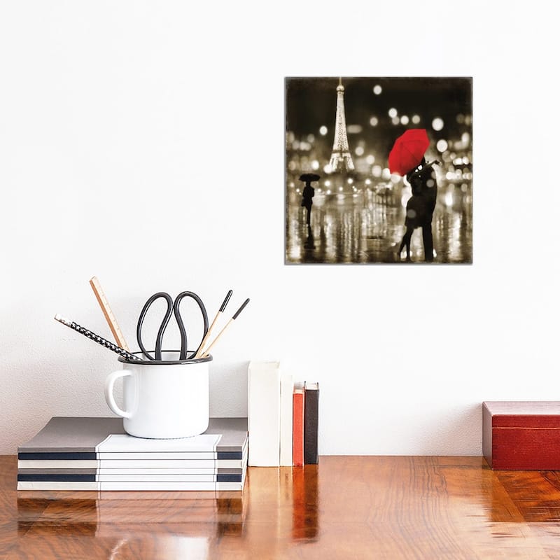iCanvas "A Paris Kiss" by Kate Carrigan Canvas Print - 12x12x0.75