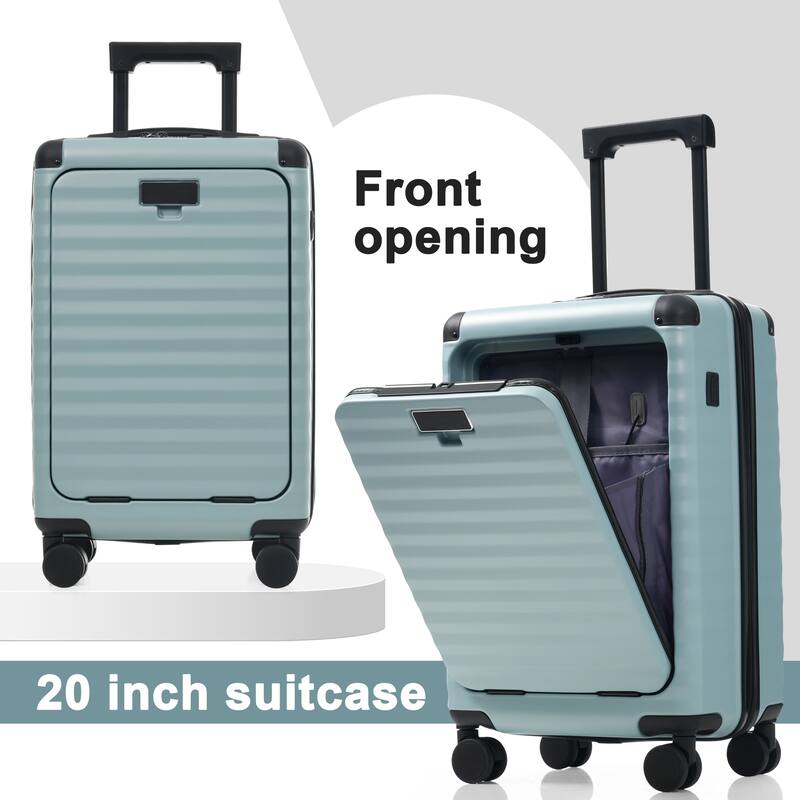 Luggage Sets 5 Piece with Front Opening, Hardside Expandable Carry on Suitcase, with Spinner Wheels, TSA Lock, USB Port