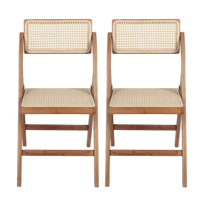Sand Tristan Bamboo Folding Chairs Set of 2 Portable Indoor Outdoor - Beige