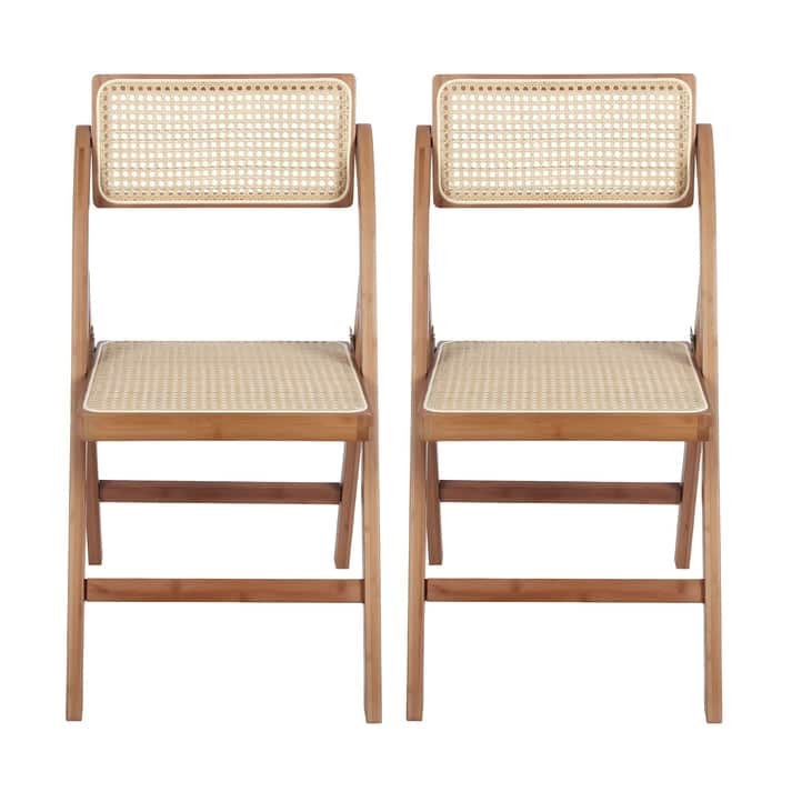 Sand Tristan Bamboo Folding Chairs Set of 2 Portable Indoor Outdoor