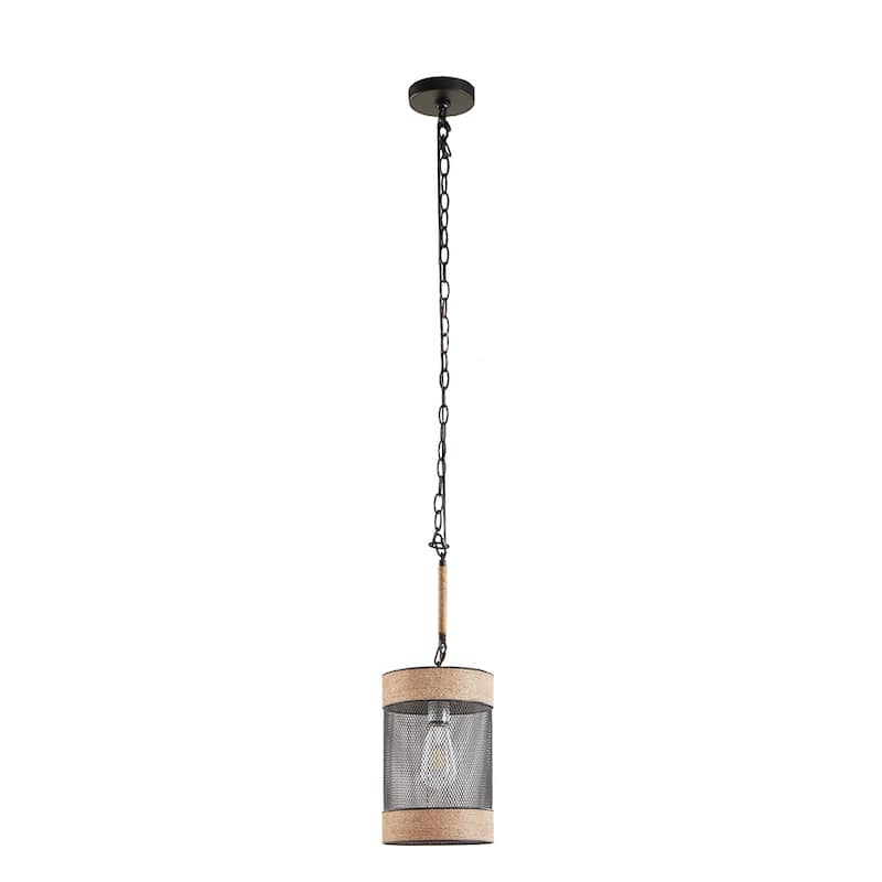 Natural Rope and Metal Mesh Cylinder Pendant for livingroom,bedroom,and dining room