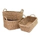 preview thumbnail 1 of 1, 3Pc Rect. Seagrass Basket With Braided Handles Natural