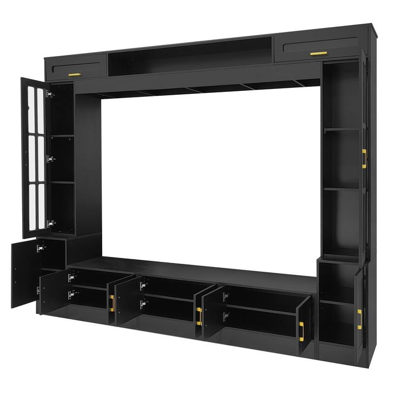 98.4" Wall Unit Entertainment Center with Bookshelves for TVs up to 80", Modern TV Stand Media Console with Cabinets