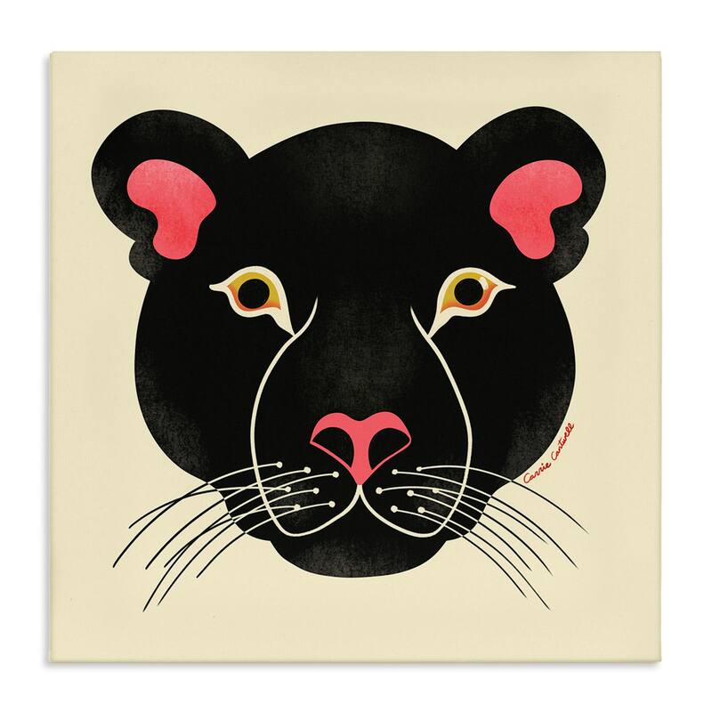 Stupell Minimal Wild Panther Face Canvas Wall Art Design By Carrie Cantwell - 30 x 30