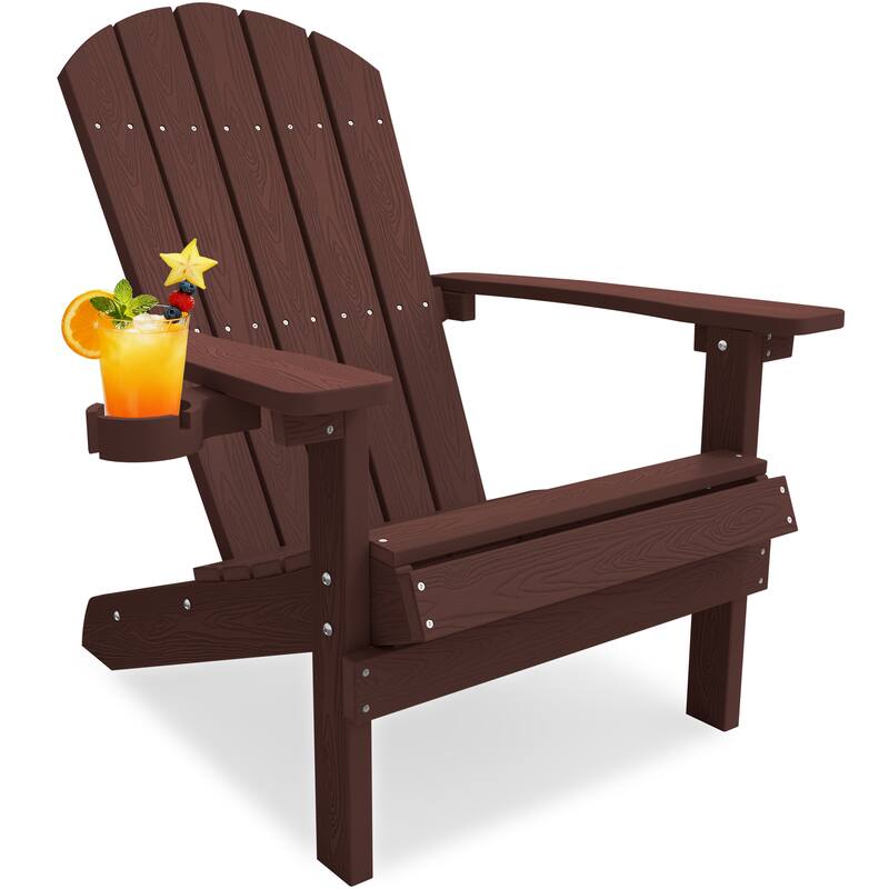 WINSOON All Weather HIPS Outdoor Plastic Adirondack Chair - Coffee