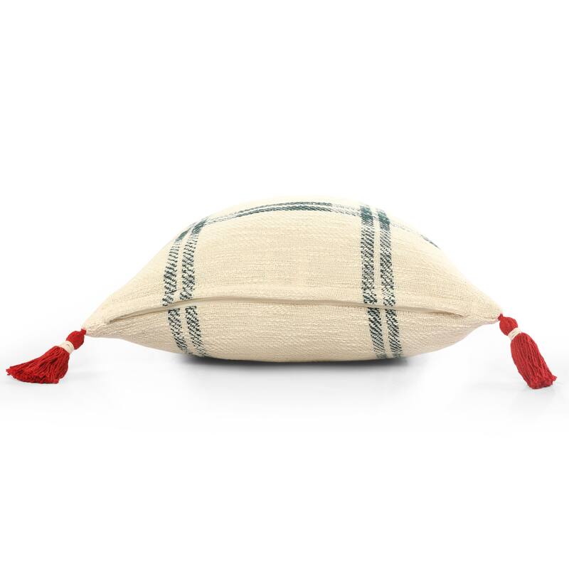 Sevita Woven Holiday Plaid Cotton Throw Pillow