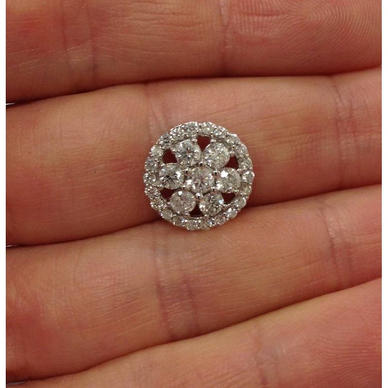 1 ct Diamond Halo Pendant White Gold
