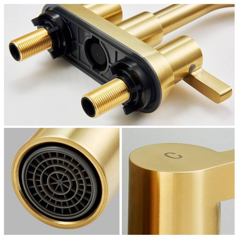 Modern 2 Handle 360° Swivel Bathroom Sink Faucet with Pop Up Drain and Water Supply Line, Anti Fingerprint, Anti Rust