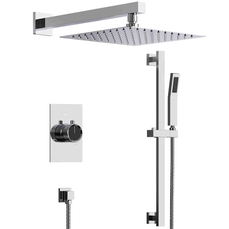Slide Bar High-Pressure Balancing Shower System 10" Rainfall Shower Head with Handheld Shower