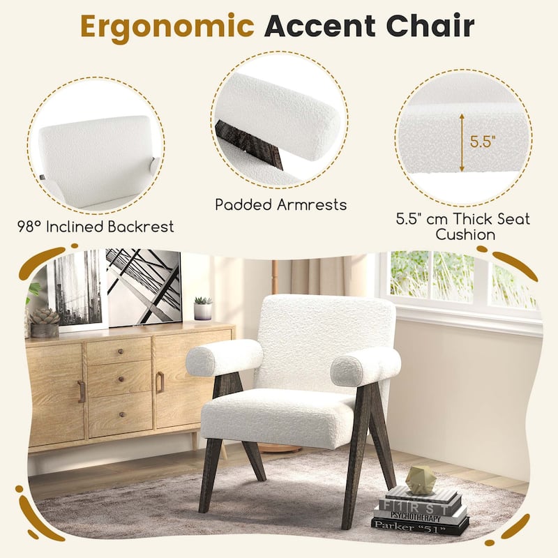 Set of 1/2 Modern Mid Century Accent Chair Upholstered Armchair