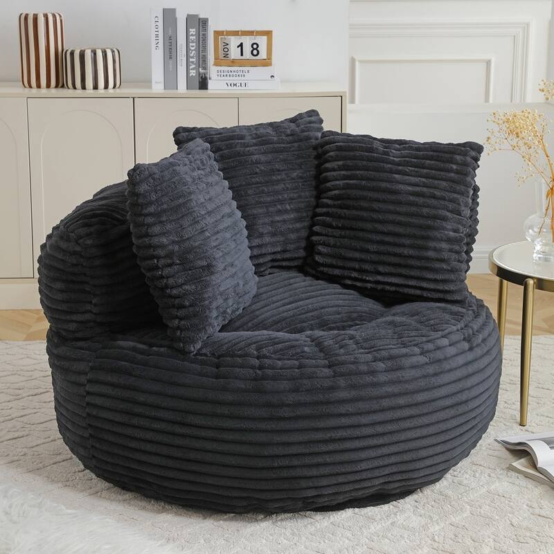 Oversized High Back Bean Bag Couch Chair Living Room Bedroom Office - Black