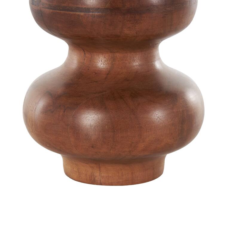 Brown Wood Bubble Geometric Decorative Vase with Natural Wood Grains