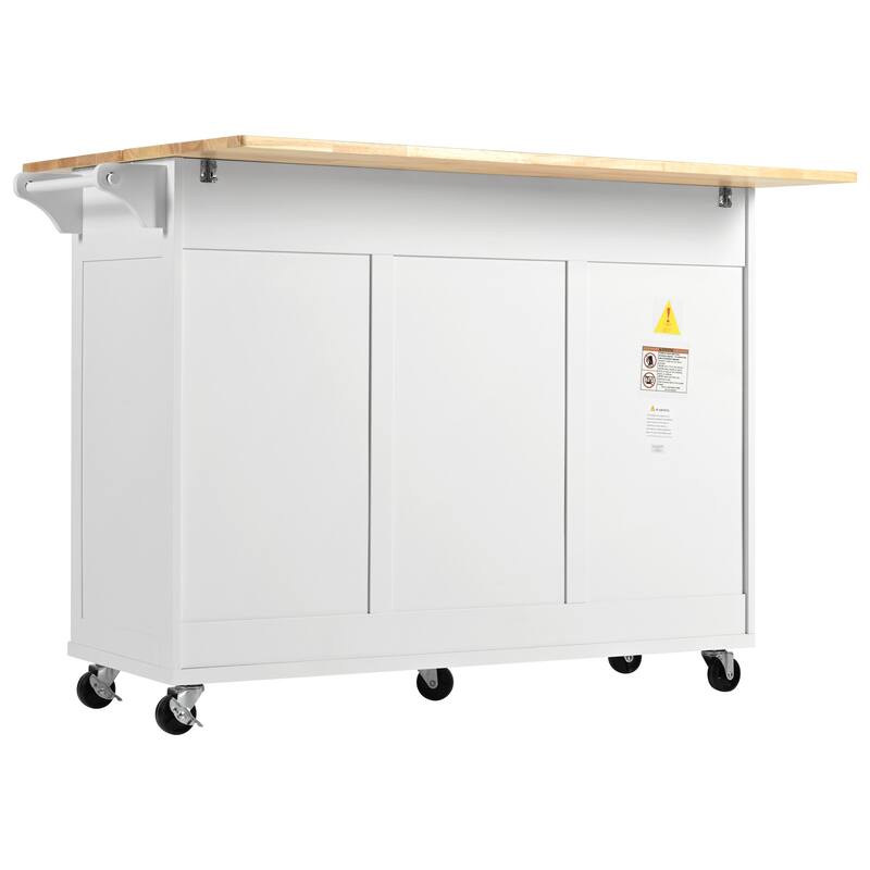 Demoi MD Rolling Kitchen Island with Foldable Counter Top (49-in x33-in x38-in)