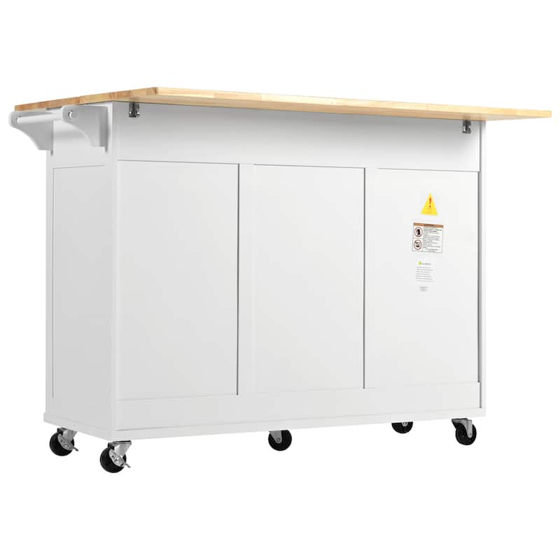 Kitchen Island with Foldable Counter Top, Kitchen Storage cart with Slide-Out Shelf, Towel Rack and Drawer