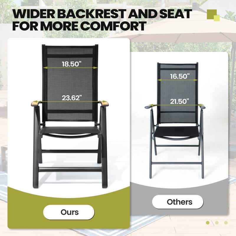 5/7/11-Piece Outdoor Patio Dining Set Aluminum Expandable Rectangular Dining Table with Adjustable Back Folding Chairs