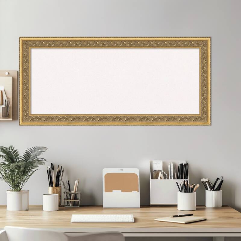Carter Dark Gold Wood Framed Cork Board - Bulletin Board, Organization Board, Pin Board