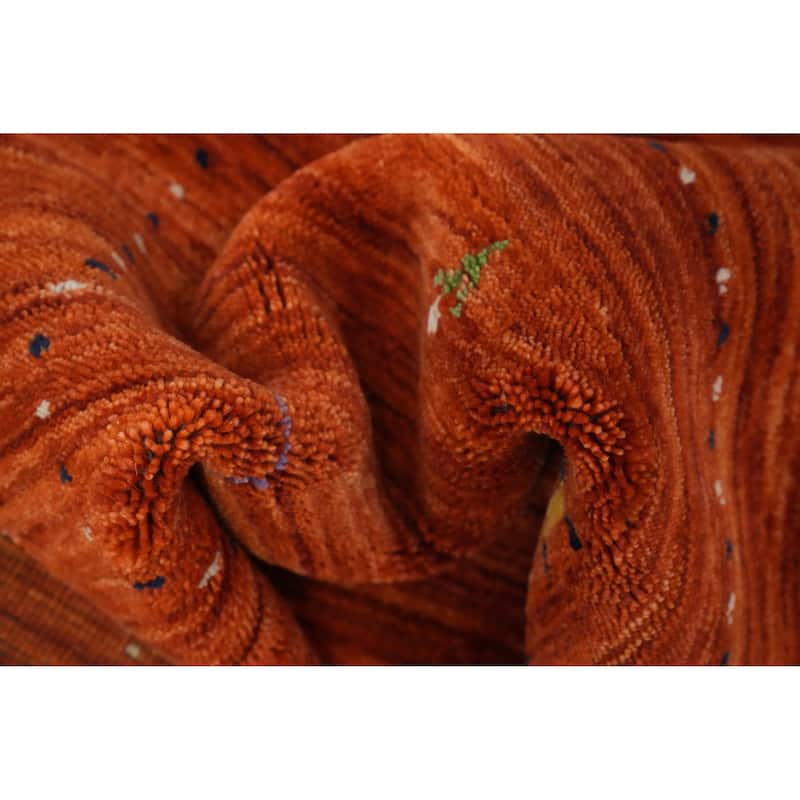 Hand Knotted Oriental 100% Wool Carpet Tribal Animal Pictorial Oranges & Rust Gabbeh Area Rug - 4' 0'' X 2' 2''