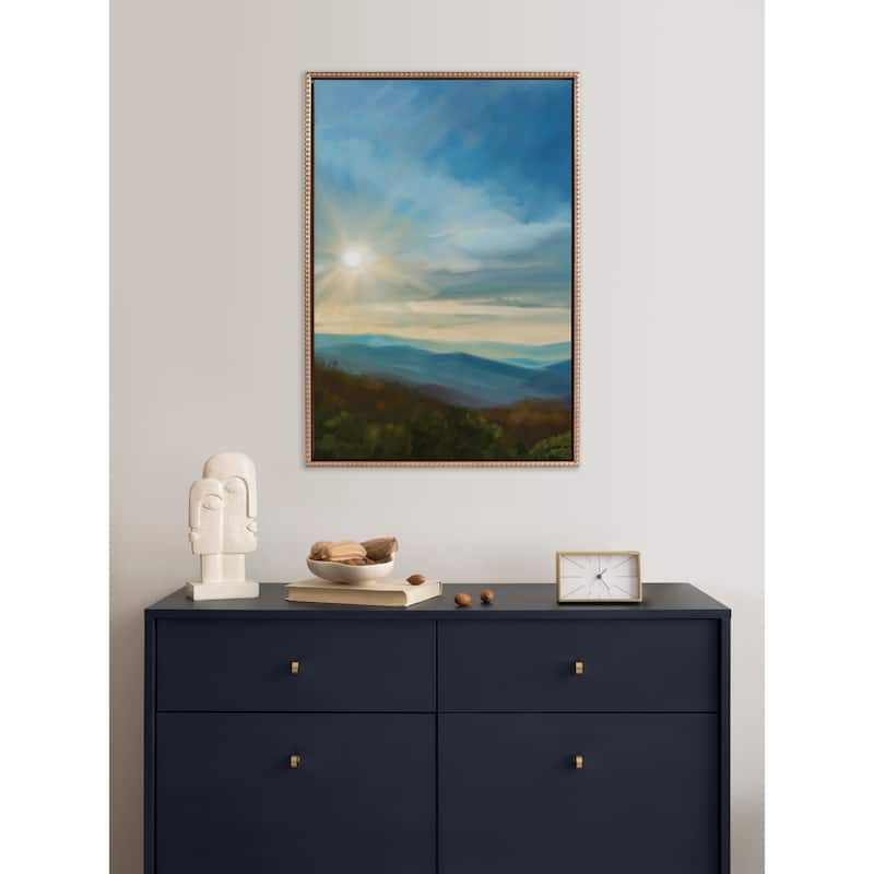 Kate and Laurel Sylvie Beaded Blue Ridge Sun Canvas by Mary Sparrow